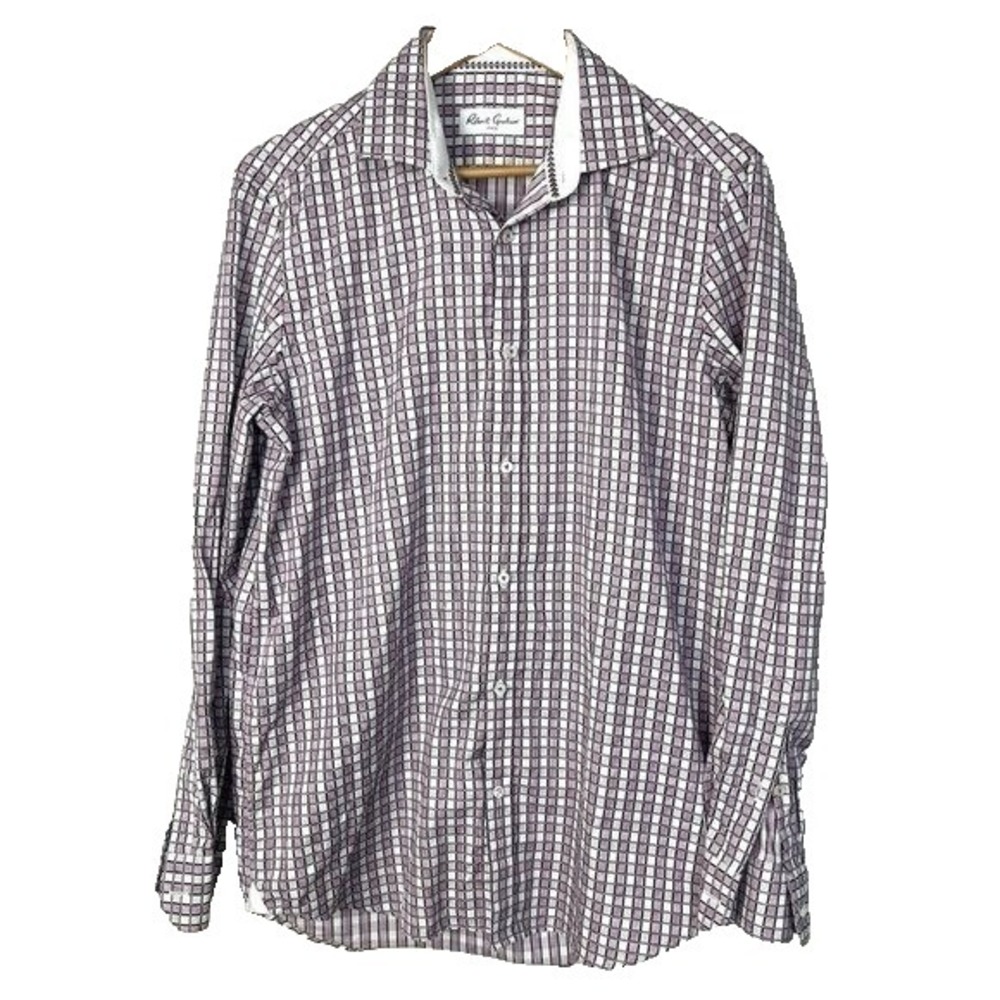 Robert Graham Pink Plaid Long Sleeve Button Up Mens 41 Preppy Classic Heritage